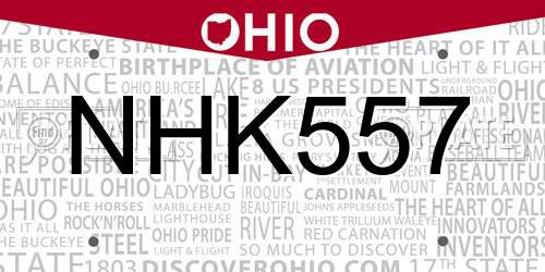 NHK557 Ohio License Plate