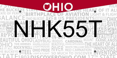 NHK55T Ohio License Plate