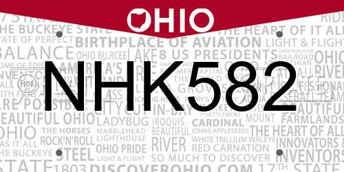 NHK582 Ohio License Plate