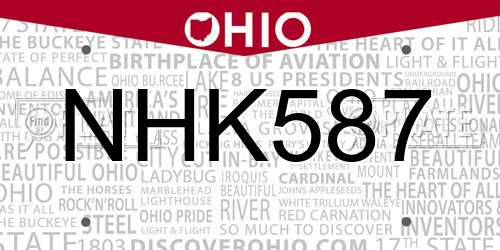 NHK587 Ohio License Plate