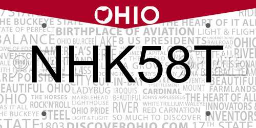 NHK58T Ohio License Plate