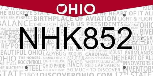 NHK852 Ohio License Plate