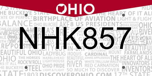 NHK857 Ohio License Plate
