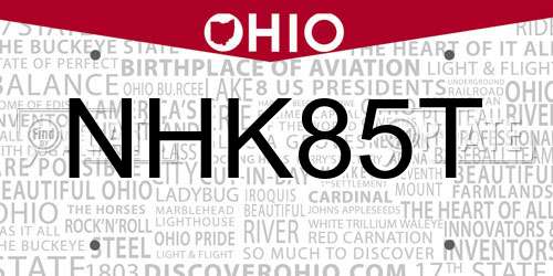NHK85T Ohio License Plate