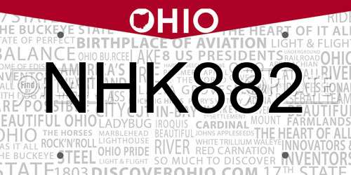NHK882 Ohio License Plate