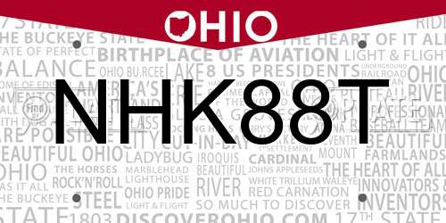 NHK88T Ohio License Plate