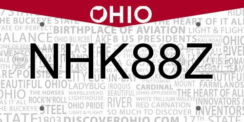 NHK88Z Ohio License Plate