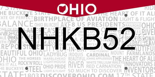 NHKB52 Ohio License Plate