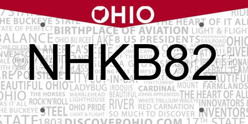 NHKB82 Ohio License Plate