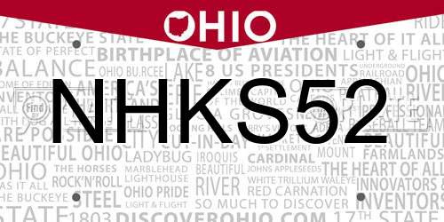 NHKS52 Ohio License Plate