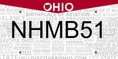 NHMB51 Ohio License Plate