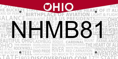 NHMB81 Ohio License Plate