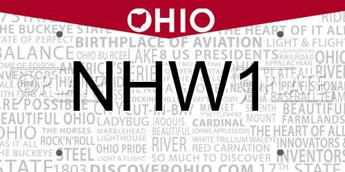 NHW1 Ohio License Plate