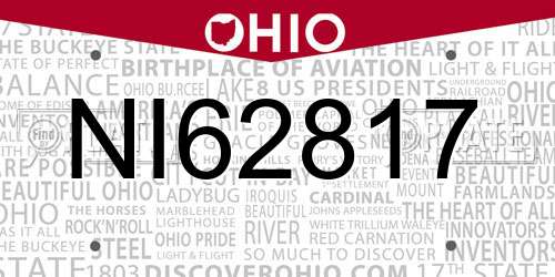 NI62817 Ohio License Plate