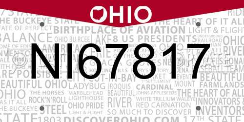 NI67817 Ohio License Plate