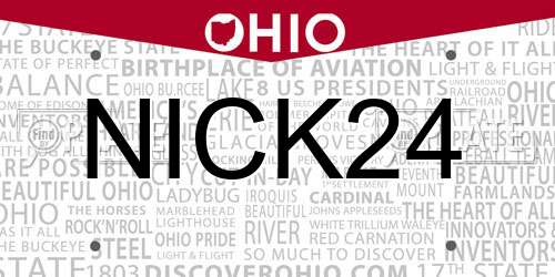 NICK24 Ohio License Plate