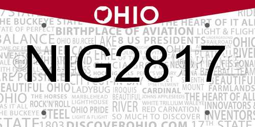 NIG2817 Ohio License Plate