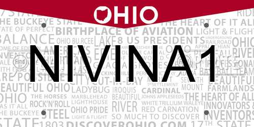 NIVINA1 Ohio License Plate