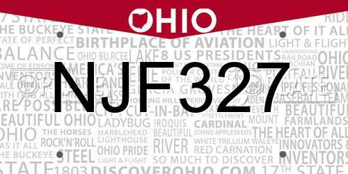 NJF327 Ohio License Plate