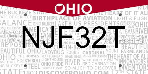 NJF32T Ohio License Plate