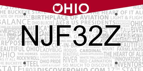 NJF32Z Ohio License Plate