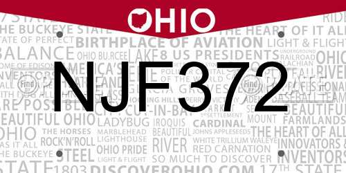 NJF372 Ohio License Plate