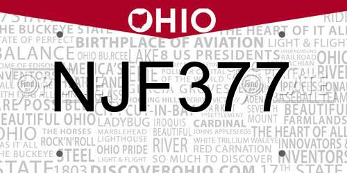 NJF377 Ohio License Plate