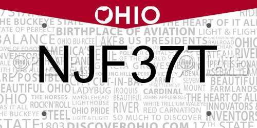 NJF37T Ohio License Plate