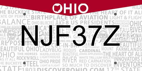 NJF37Z Ohio License Plate
