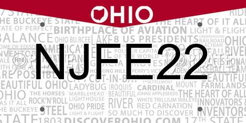 NJFE22 Ohio License Plate