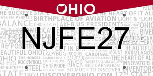 NJFE27 Ohio License Plate
