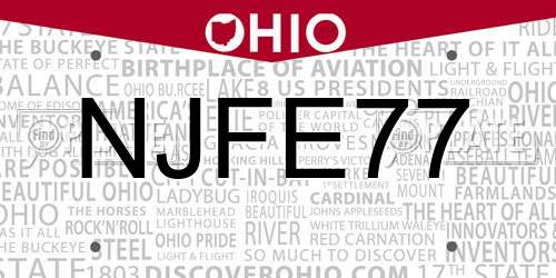 NJFE77 Ohio License Plate