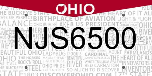 NJS6500 Ohio License Plate