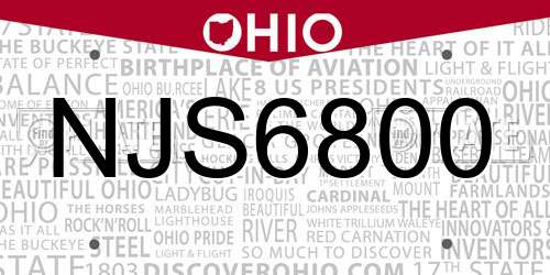 NJS6800 Ohio License Plate