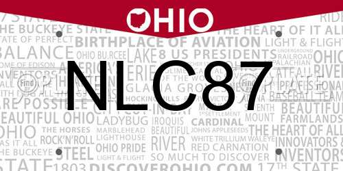 NLC87 Ohio License Plate
