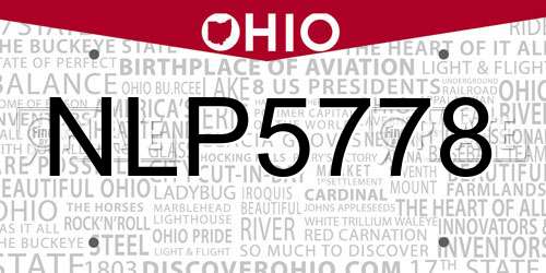 NLP5778 Ohio License Plate