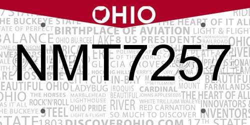 NMT7257 Ohio License Plate