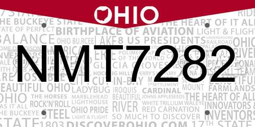 NMT7282 Ohio License Plate