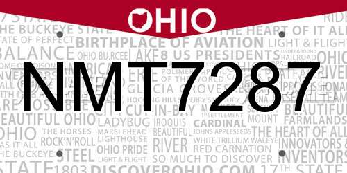 NMT7287 Ohio License Plate