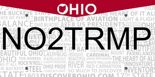 NO2TRMP Ohio License Plate