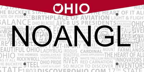NOANGL Ohio License Plate