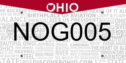 NOG005 Ohio License Plate