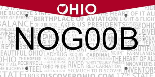 NOG00B Ohio License Plate