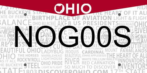 NOG00S Ohio License Plate