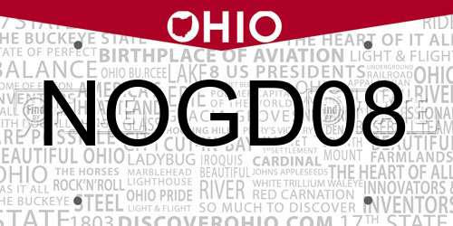 NOGD08 Ohio License Plate