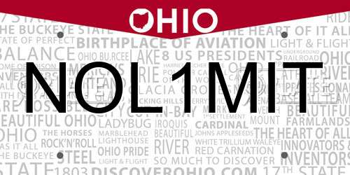 NOL1MIT Ohio License Plate