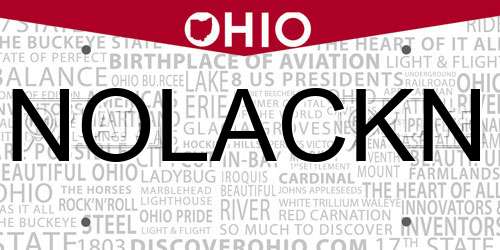 NOLACKN Ohio License Plate