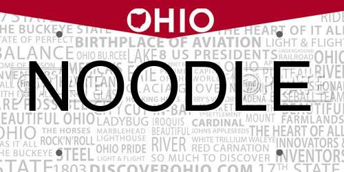 NOODLE Ohio License Plate