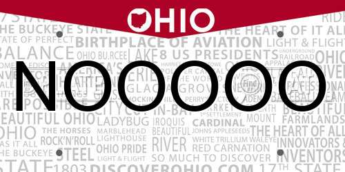 NOOOOO Ohio License Plate