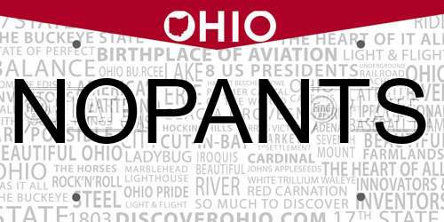 NOPANTS Ohio License Plate